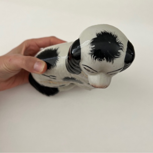 Staffordshire dog Staffordshire Figurine statue black white spaniel porcelain - Picture 10 of 15